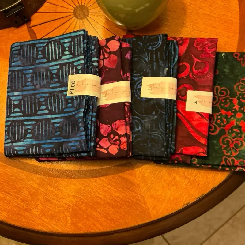 Tonga Batiks Assorted Colors 5 Fat Quarters, Premium Quality Fabric, Ready-to-Ship Quilting Supplies  sku 0318