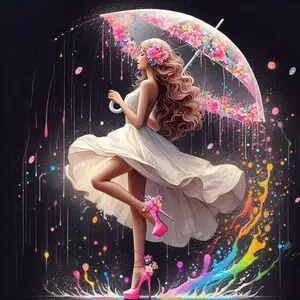 Flower Umbrella Girl Pattern DIY Diamond Arts Colorful Painting Kit without Frame, DIY 5D Diamond Arts Colorful Painting Kit, Wall Art Decor for Home