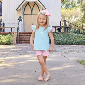 Turquoise Stripe Liv Short Set - Soft Knit Outfit for Girls