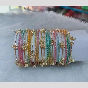 Hot Selling Kashmiri Ghungroo - Classic Kashmiri Ghungroo Raindrop Glass Bangles Set - Elegant Design for Casual & Formal Wear - Versatile Accessory with Subtle Shine - Must-Have for Fashion Enthusiasts - Timeless Charm & Distinctive Appearance