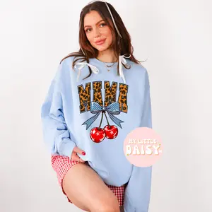 Blue bow mama leopard cherries shirt/sweatshirt