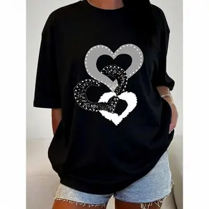comfy cotton T-shirt with glitter details for women
