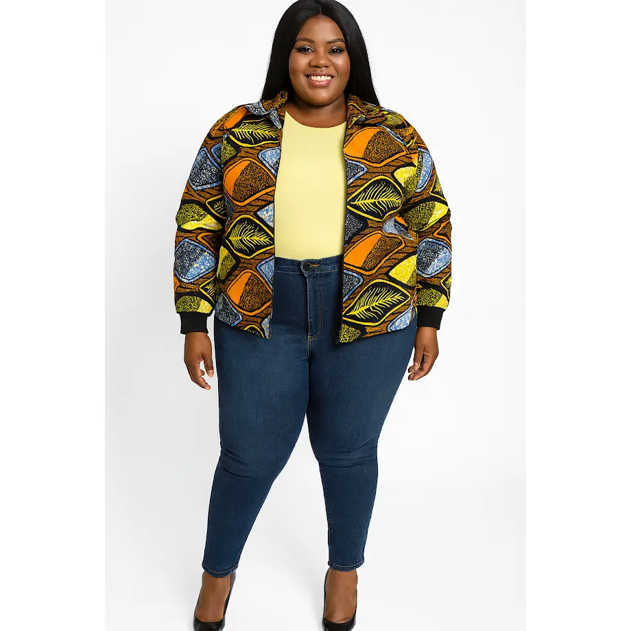 Warm Afrocentric Style Jacket with African Print, Long Sleeve Relaxed Fit in Unisex Sizes for Casual & Cultural Events, Coats, Vibrant, African Heritage, Fashion, Loose-Fitting, Everyday, Traditional, Tops, Piece, Outerwear, Statement, Women