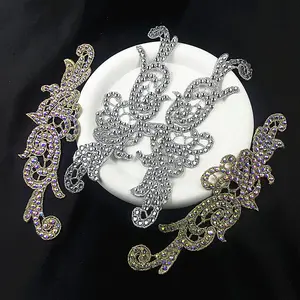 zsbszc New Mirror pair embroidered patch gold silver bud silk diamond applique sewing dancedress cloth accesory ZA001