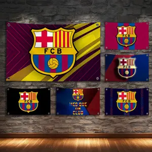 Futbol Club B-BarcelonaS Flags European Simple Design Tk User Horizontal High Density Knitted Fabric Banner - Durable All-Weather Polyester for Long-Term Indoor & Outdoor Use, Vivid Color Fastness