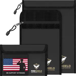 FIRESHIELD PRO Upgraded 2000?F Fireproof Document Bag 3-Pack - Fire & Water Resistant  Pouch for  - Safe Storage for Family Photos, , Passport & Important Documents - Size: S, M & L