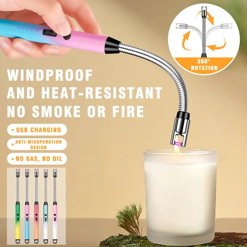 Flameless Pulse Igniter with Bendable Design – Windproof, Smoke-Free, USB-Charged Safety Lighter for Outdoor & Home Use Ignite the Candle Electric Tool,  Mothers Day Gifts for Mom from Daughter Son