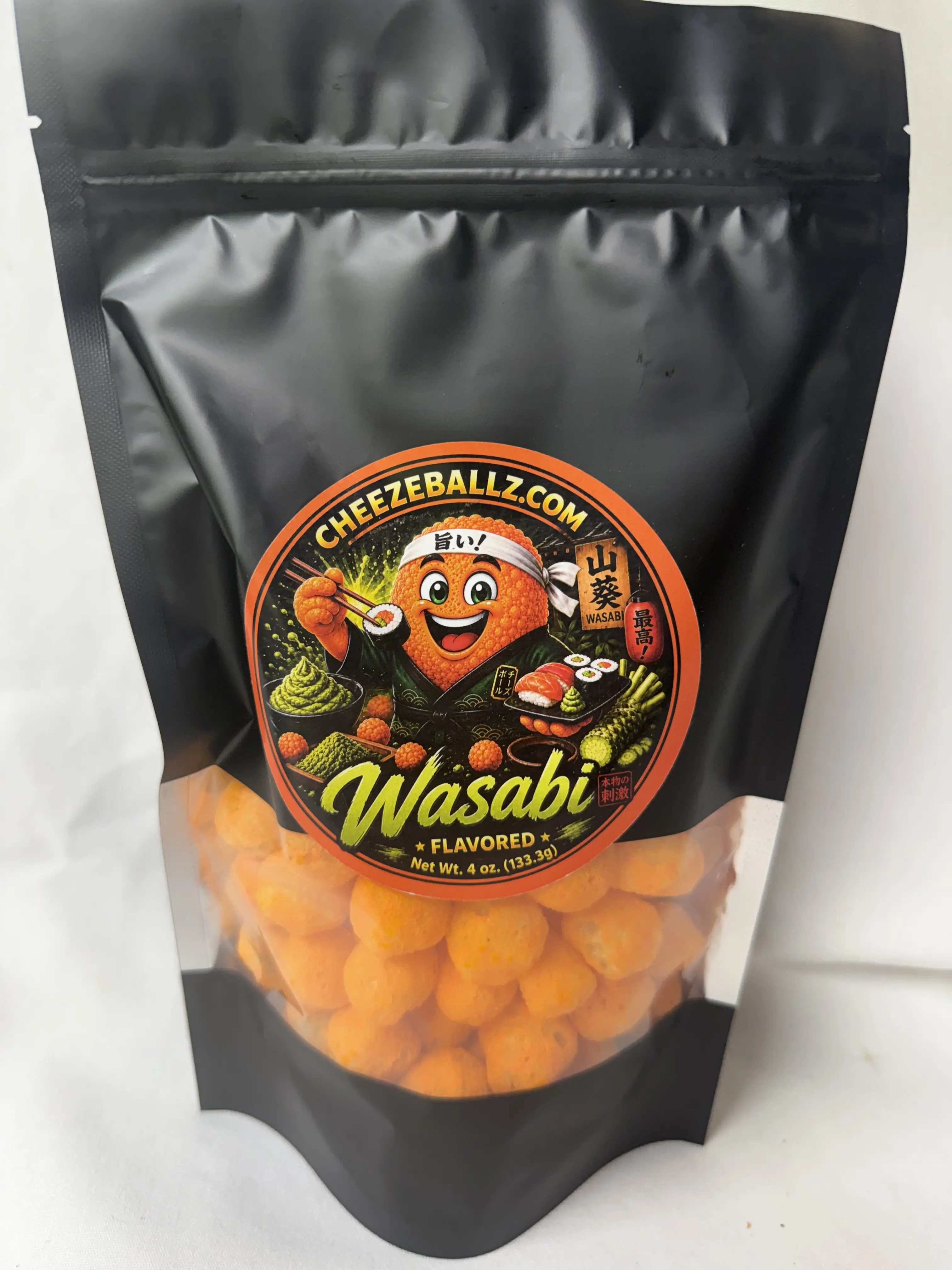 Wasabi - Gourmet Flavored Cheese Ball Puffs - 4 oz. Bag (Cheesy Snack, Crispy, & Crunchy Goodness!!)