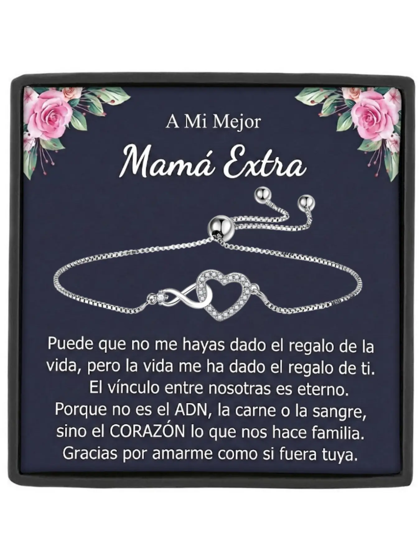 To Godmother Heart & Infinity Symbol Slider Bracelet with Message Card and Gift Box Birthday/Christmas/Thank You Gift
