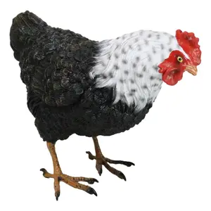Rustic Western Country Iowa Blue Spotted White Breast Rooster Chicken Figurine