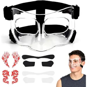 Adjustable Nose Guard for Broken Nose Adults Adjustable Basketball Soccer Sports Face Shield Mask with Foam Padding & Stickers for Men Women Youths Teens