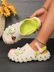 Women's Cute Cartoon Bear Design Clogs, Casual Comfortable Breathable Non-slip Clogs, Fashionable Shoes for Indoor & Outdoor Wear