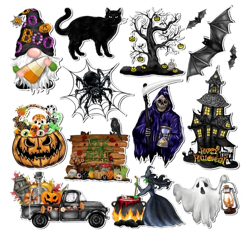 12Pcs Halloween Magnet Decoration Set for Fridge Car Garage Door Waterproof Reusable Magnetic Stickers, Fits Fridge, Car, Garage Door & Metal Surfaces, Pumpkin, Ghost & Bat Designs