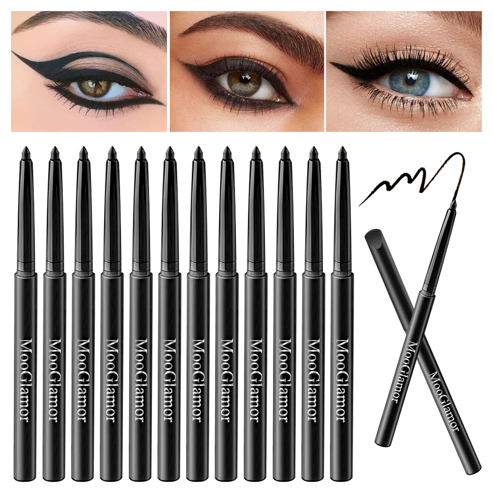 12pcs Of Eyeliner Pencil Set Makeup Long Lasting Not Easy To Fade Portable Waterproof Luxury Liquid Freckle Pens Significantly Colored Cosmetic