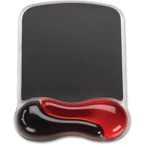 Kensington KMW62402 Gel Wave Mouse Pad with Wrist Rest, Red & Black