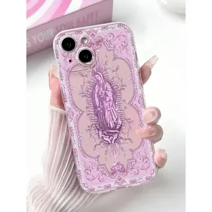 Saint Mary Pattern Clear Phone Case With IPhone 16/11/12/13/14/15/15pro/15 Plus/15 Promax/7plus/8plus/X/Xs Max/Xr/11pro/12pro/13pro/14pro/11promax/12promax/13promax/14promax/14plus/6/6s/6plus/7/8/16Pro/16plus/16promax/Se Shockproof  Scratch Resistant