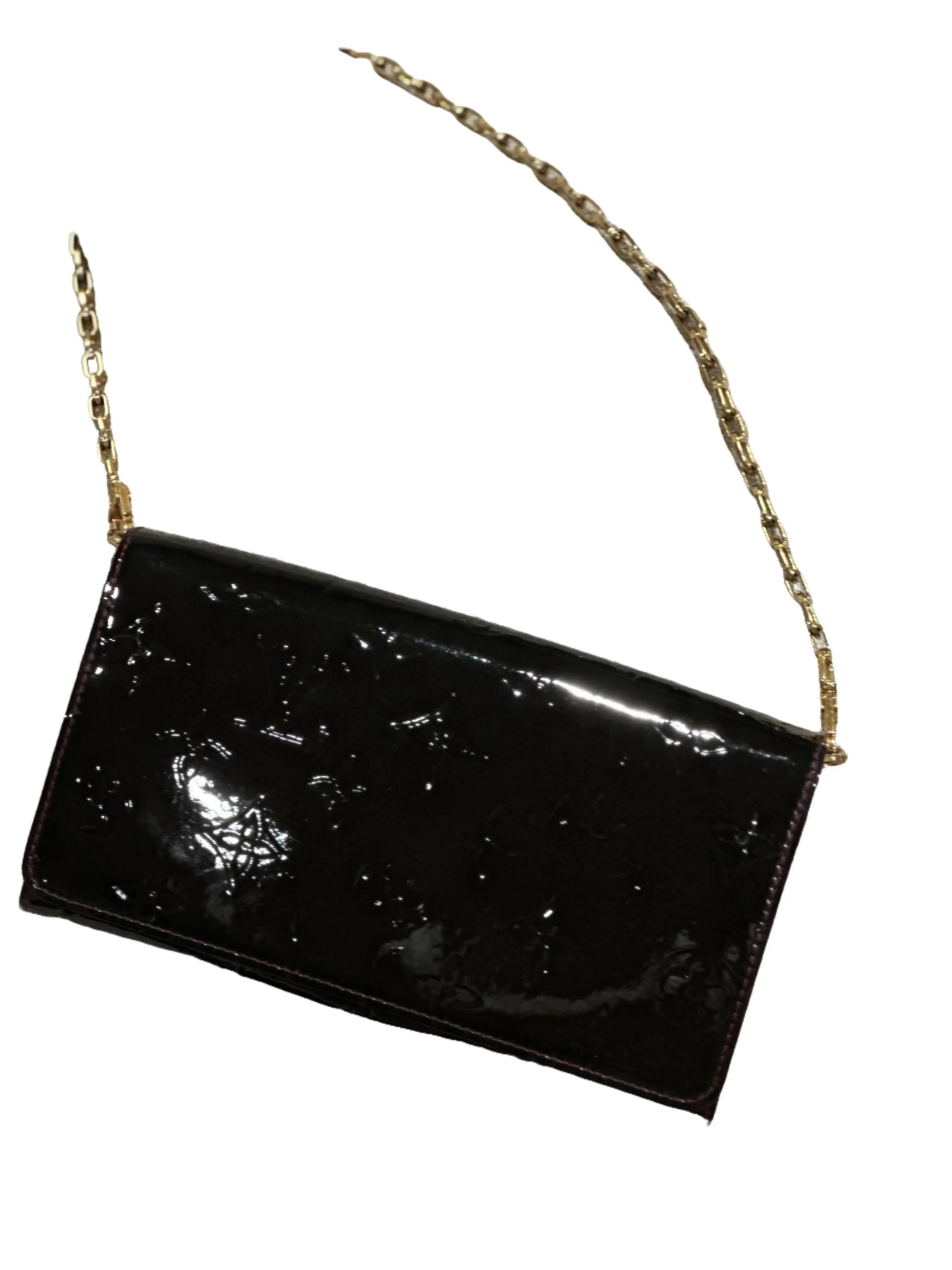 Pre-owned Louis Vuitton Vernis Small Leather Goods LV Monogram Clutch with Chain