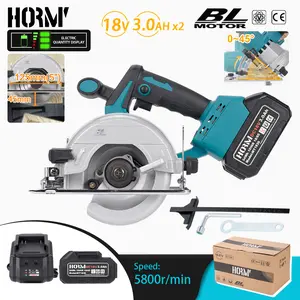 Hormy 125mm Brushless Electric Circular Saw Double Battery Set Woodworking Garden Pruning Cutter 45° Adjust the Cutting Angle