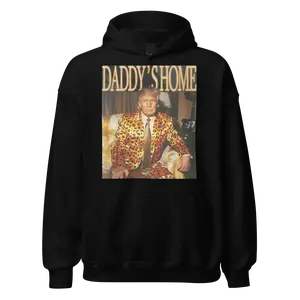 Trump Hoodie Daddys Home In Gold Leopard Print Jacket Blended Cotton Premium Pullover