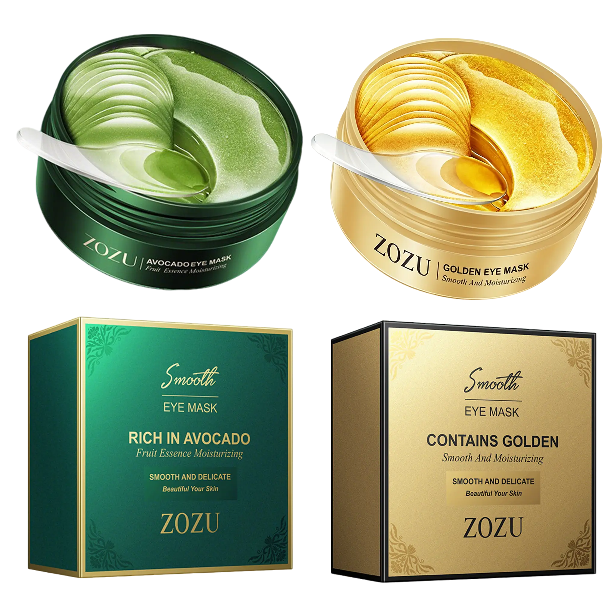 Avocado & Gold Eye Mask – Use Avocado Eye Mask During The Day And Gold Eye Mask At Night – Natural Moisturizing Eye Mask, Reduces Puffiness, Soothing Dry Skin, Eye Care Product For Daily Use