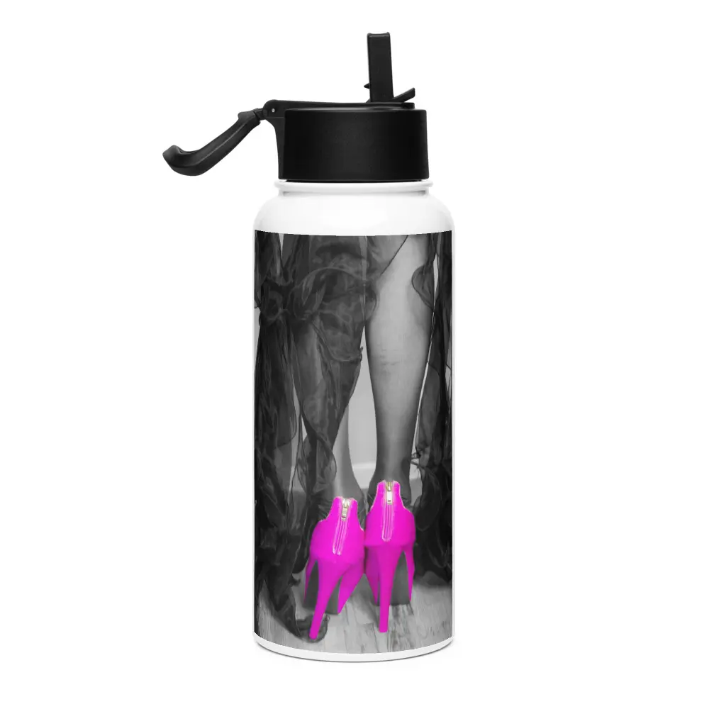 Magenta Heels Stainless vacuum steel water bottle with a straw and lid