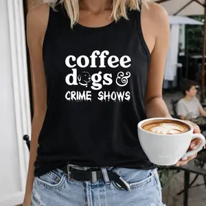 Women's Summer Casual Round Neck Tank Top With Dog Print Slogan Graphic Tees Women Tops Sleeveless Womenswear