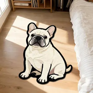 Bulldog Pattern Carpet, Fun Personalized Room Decor, Irregular Creative Bedroom Bedside Rug, Soft Plush Mat, Perfect Gift
