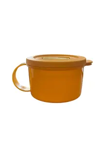 Crystal Wave Microwaveable Soup Mug in Orange with Handle for Convenient Cooking and Serving