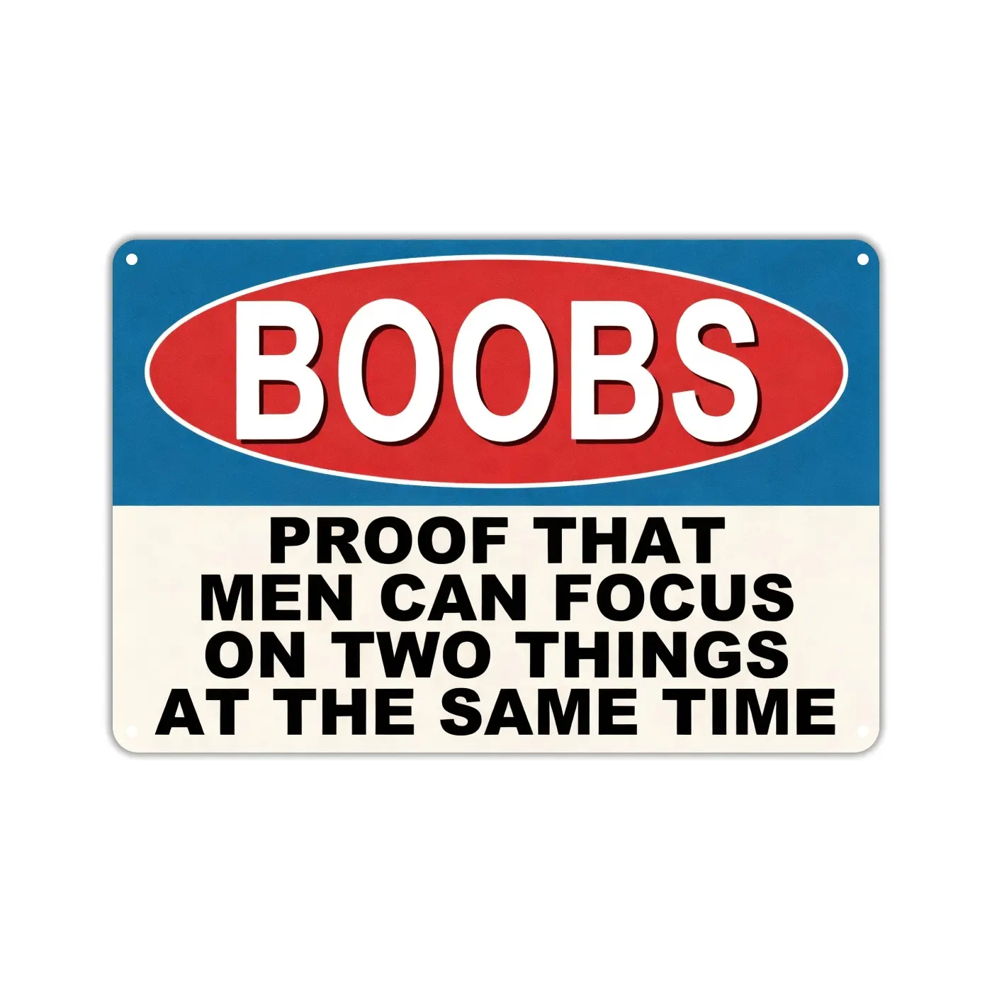 1pc Vintage Metal Tin Text-Based Signage - "Boobs" Funny Quote Wall Art Plaque for Cafe/Bar, Man Cave, Home Decor, Room Accessories, Bold Letters, One-Piece