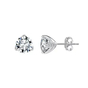 S925 Silver Four-Prong Round Diamond Stud Earrings, 5A Zirconia, Hypoallergenic—Women’s Jewelry for Everyday Wear, Office, Dates, And Evening Events
