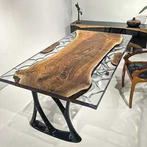 [WSR002] Walnut Wood Epoxy Table custom epoxy river slab table, Executive Desk, Custom Large Epoxy River Table, Solid Wood Slabs Table, Large Computer Office Desk Workstation, Business Furniture for Home Office