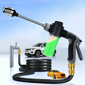 Heavy-duty high-pressure water gun with long handle - powerful Pressure Washer Nozzle suitable for car wash, garden, home use - ergonomic grip, compatible hose connector-suitable for both professional and home use, outdoor cleaning multi-function sprayer