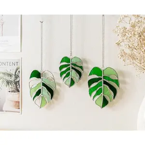 Monstera Stained Glass, Nature Ornament, Garden Decor Home, Glass Monstera Leaf, Plant Suncatcher, Home Decor, Garden Gifts Unique F03