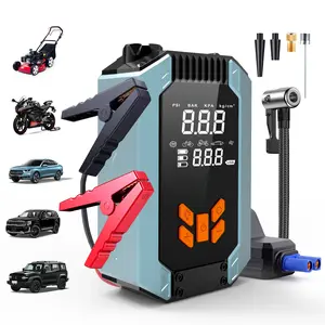 Portable Car Jump Starter with Air Compressor, 4000A Peak 150PSI Battery Jumper Starter (8.0 Gas/7.0L Diesel), 12V Jump Box with Smart Jumper Cables, Tire Pressure Display, LED Flashlight and LCD Display