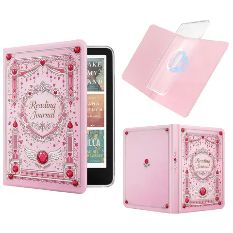 2-in-1 Magnetic Detachable PU Leather Protective Kindle Cover with Transparent Back, Auto Wake/Sleep, Reading Protection - for 6", 6.8", 7" Kindles, Tablet & Computer Accessories