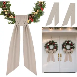 2 Pack Front Door Wreath Blank Sash, Larbeti Burlap Wreath Sashes with 4.7" W×56.7" L, Garland Sash Fit for Farmhouse, Wedding, Holiday to Indoor & Outdoor Decorative, for DIY Embroidery Letter