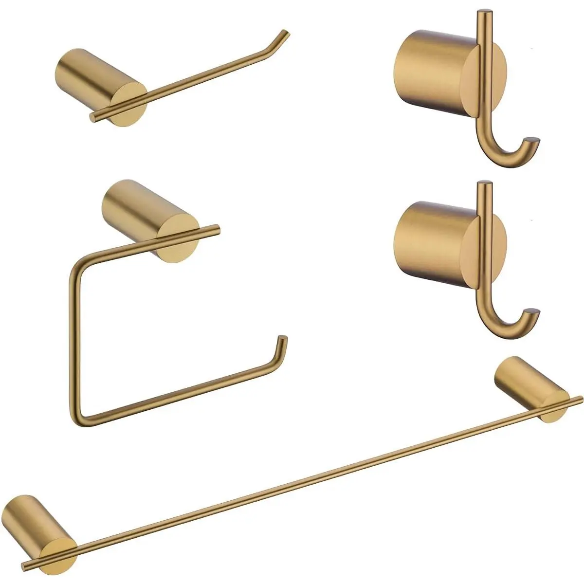 RARANDOM Champagne Bronze Bathroom Hardware Set 5 Pieces Include 24 inch Towel Bar Towel Ring Toilet Paper Holder Towel Hook for Bathroom,SUS304 Stainless