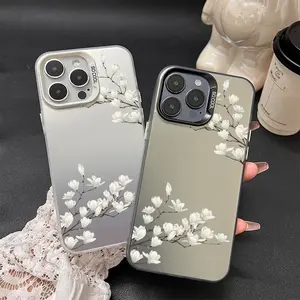 White Magnolia Floral Clear Shockproof Phone Case, Anti-Fall Scratch Resistant, Compatible with iPhone 17/16/15/14/13/12 Pro Max/Plus series, Elegant Fresh Aesthetic for Her Artistic Tough