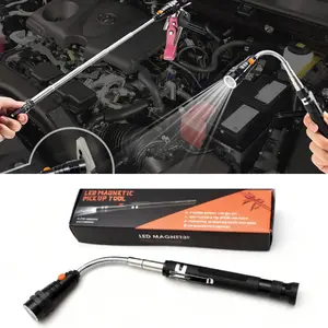 Magnetic Telescopic Flashlight Pick-up Tool, Magnetic Retrieval Tool Gift for Dad, Car Repair Flexible Hose Tool Light