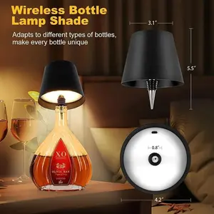 Wireless Bottle Lamp, Rechargeable LED Wine Bottle Light, Adjustable Leds, 3 Color Temperatures, Mini Decorative Lamp for Home Bar, Party, Bedroom, Gift