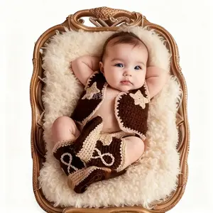 New[Wool Knitted  Set] Handmade Wool Knitted Newborn  Vest And Shoe Set |               Denim Photography Props for Photography Studio in st baby Boys' Hooded Sweatshirt Set with Bear Pattern Casual Hoodie and Pants Set print Youth Basketball Ankle Watch