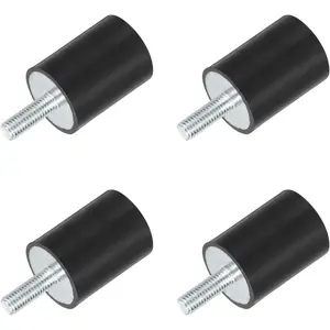uxcell M8 Thread Rubber Mounts, Vibration Isolators, Cylindrical Shock Absorber with Studs 30 x 40mm 4pcs