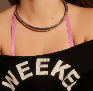 Silver herringbone necklace