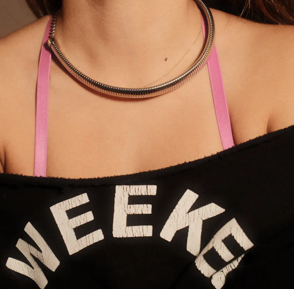Silver herringbone necklace