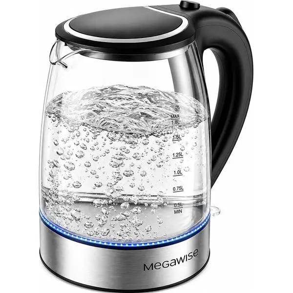 Megawise Electric Glass Kettle with Auto Shut-Off (1.8L)
