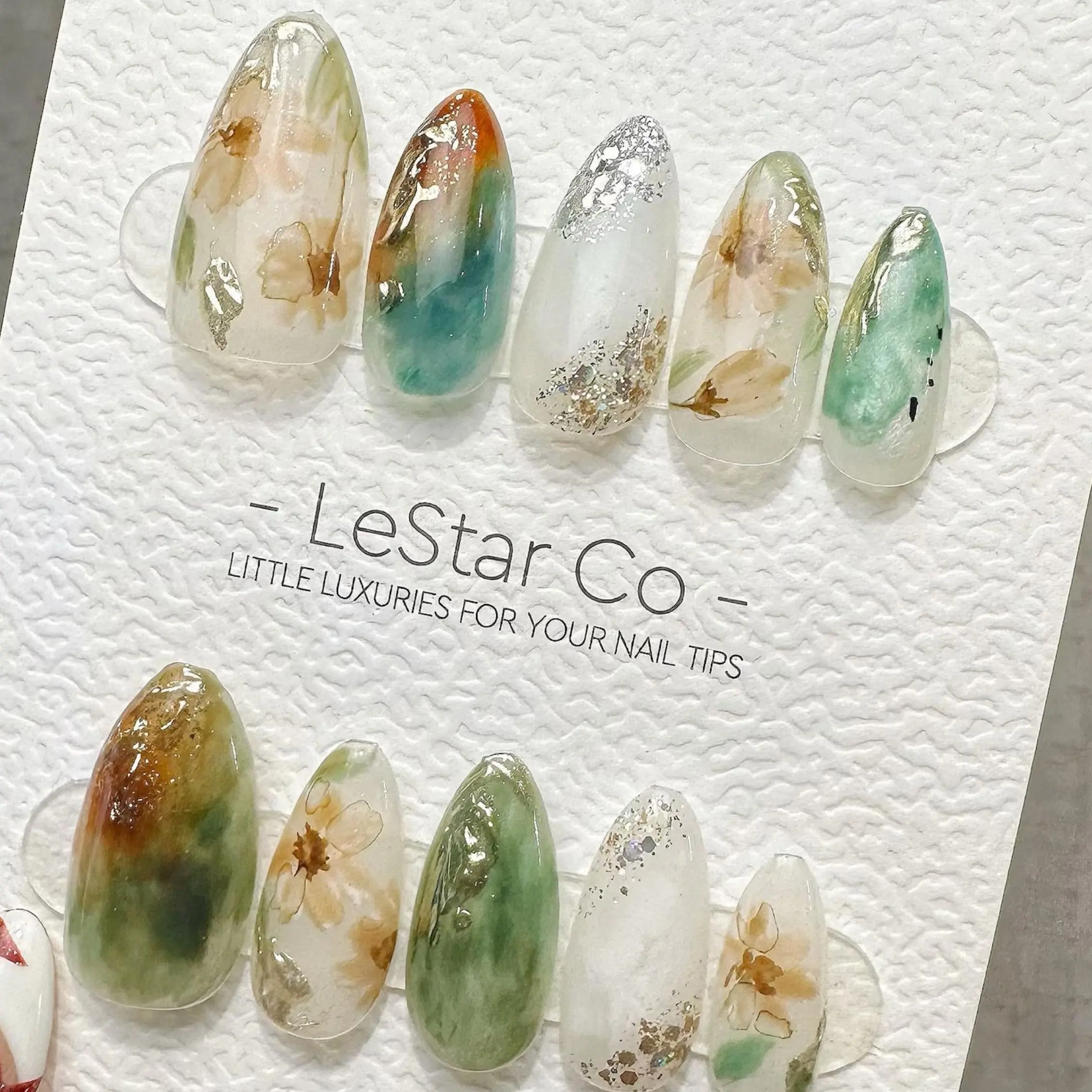 Reusable Woodland Floral _ Handmade Press On Gel Acrylic Nails _ 4for3 Timed Offer