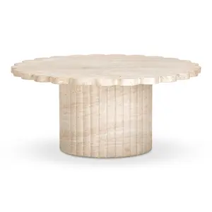 TOV Furniture Contemporary Freeform Drum Coffee Table with Fluted Base - 36 W
