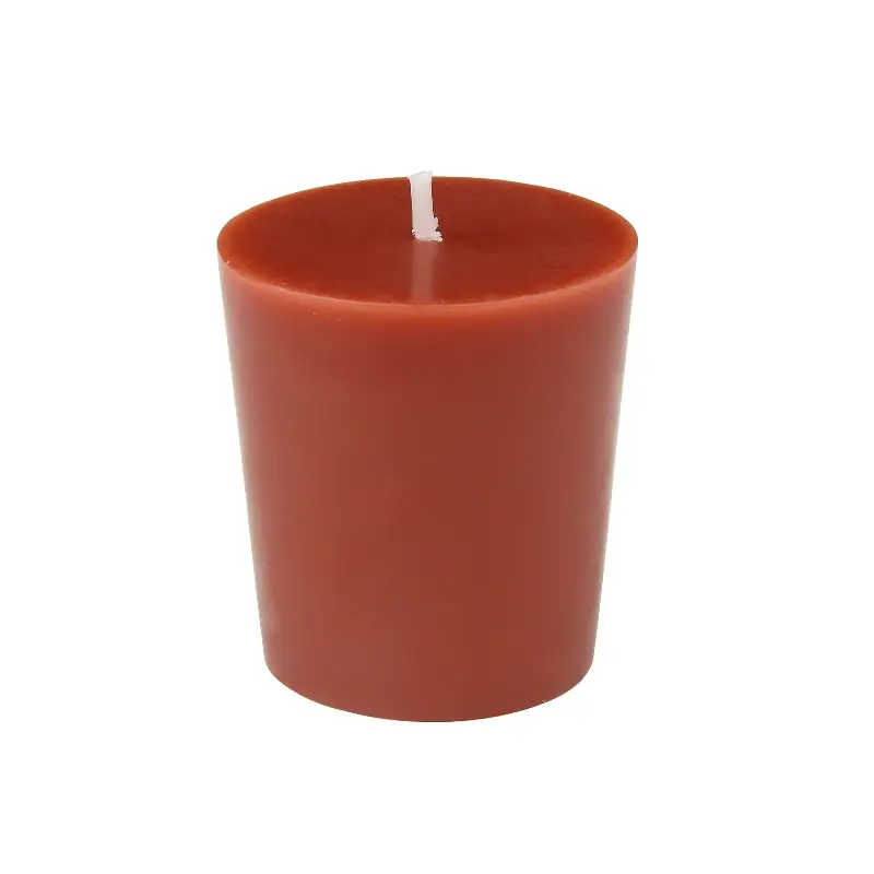 Traditional Solid Unscented Brown Votive Candles - Cotton Wick, Handpoured, Long Burn, 1.75in x 1.8in, 12 Pieces per Box, for Home Decor, Room Decor, Straight Sided