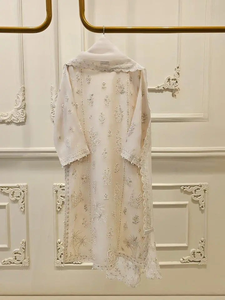Aghanoor 3 Piece - Pure Organza Embroidered Suit