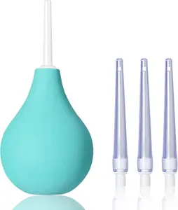 8oz Enema Bulb Kit Anal and Vaginal Douche Bulb for Men Flushing System Enemas Silicone Bulb 4 Replaceable Tips (Green, 224ml)